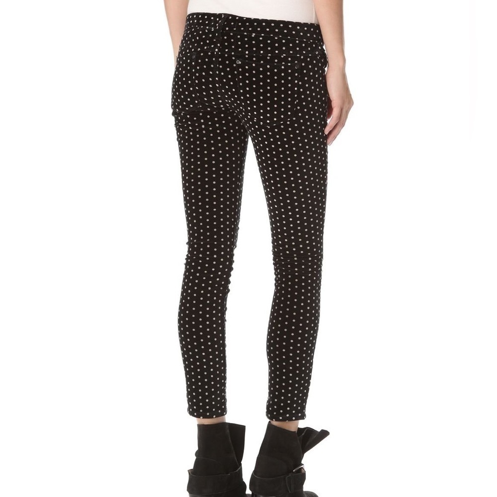FREE PEOPLE black velvet skinny jeans with polka dots. Size 31